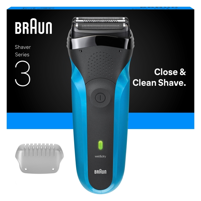 Braun Series 3 elektrisk barbermaskin, våt- og tørrbarbering, 310S - Blå