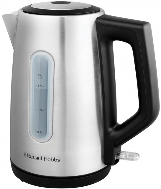 Russell Hobbs Heaton Brushed Vannkoker - børstet rustfritt stål med svarte detaljer - 1,7 liter