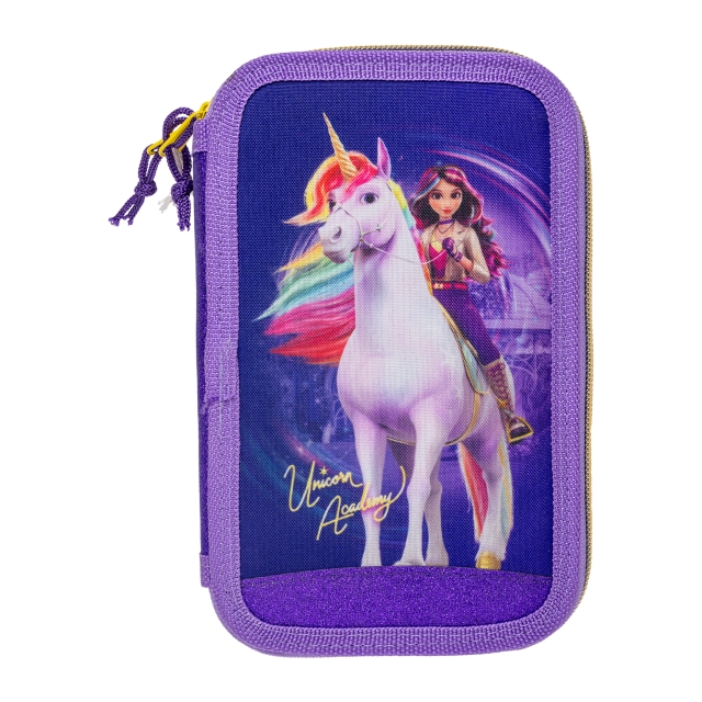 STOR Unicorn Academy - Fylt dobbelt pennal - 19,5 x 12,5 x 5 cm