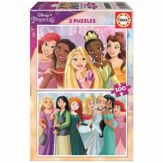 Educa 2x100 Disney Princess 2 puslespill i tre (80-19298)