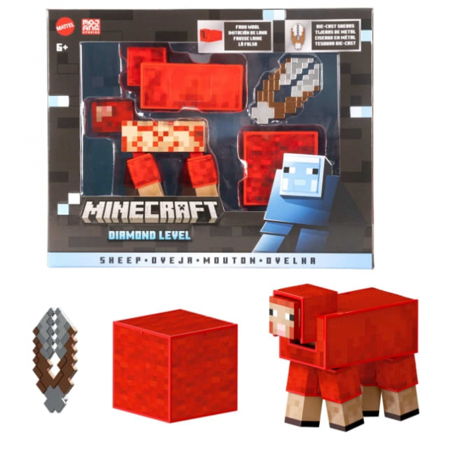 MINECRAFT Diamond Level Sheep Actionfigur og 3 tilbehør (JCV22)
