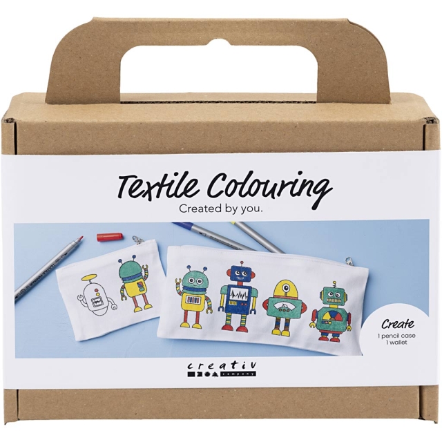 Creative Toys Creative - Mini Craft Kit Textile Coloring, Robot, primærfarger, 1 pakke - (977806)
