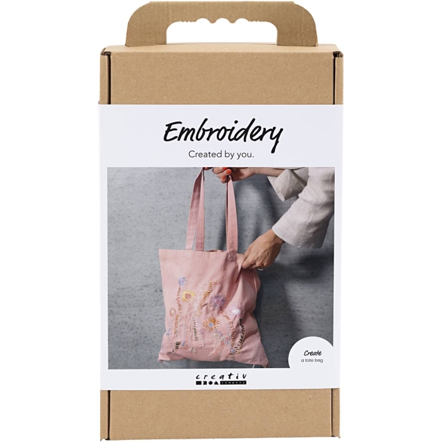 Craft Kit Embroidery - Tote bag - soft rose (977861)