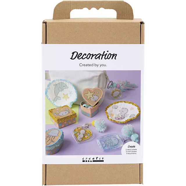 Craft Kit Decoration - Boxes - shells - key rings - pastel colours (977847)