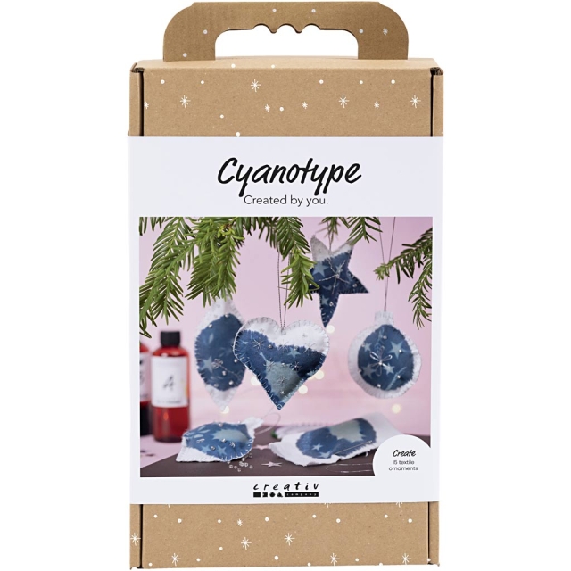 Craft Kit Cyanotype - Cyanotype julepynt - blå - sølv (977848)