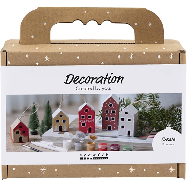 Mini Craft Kit Decoration - Houses - christmas colors (977825)