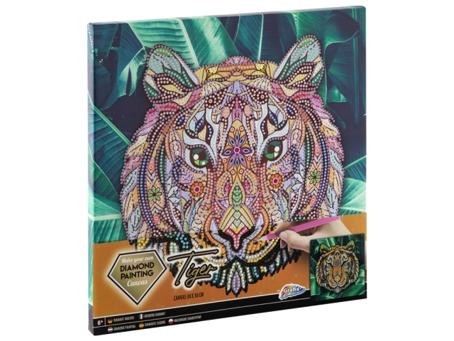 Grafix Diamantmaleri på lerret Tiger 30 x 30 cm - (K-260008)