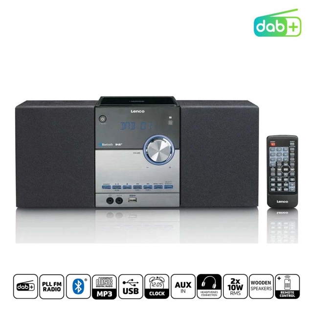 Lenco Micro-apparat med DAB+/FM/CD/Bluetooth® & USB-spiller - Svart