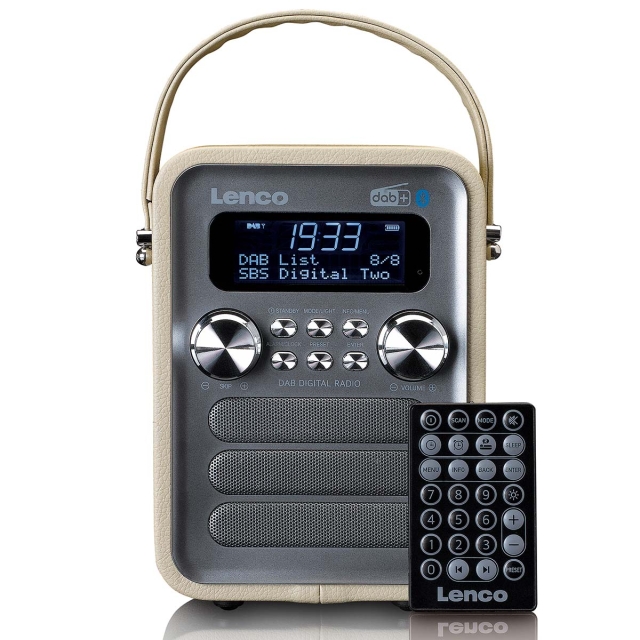 Lenco Bærbar DAB+ FM-radio med Bluetooth® og AUX-inngang, oppladbart batteri Taupe