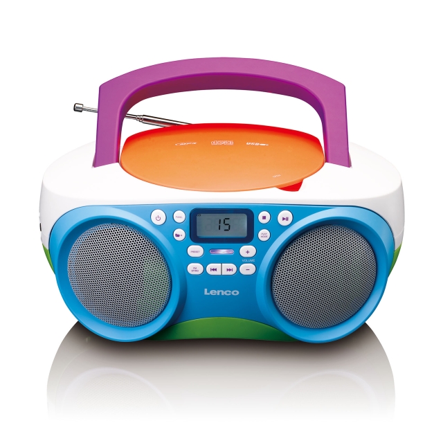 Lenco Bärbar FM-radio och CD/USB-spelare Flerfärgad