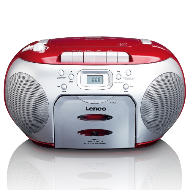 Lenco Bärbar FM-radio CD-kassettspelare Röd