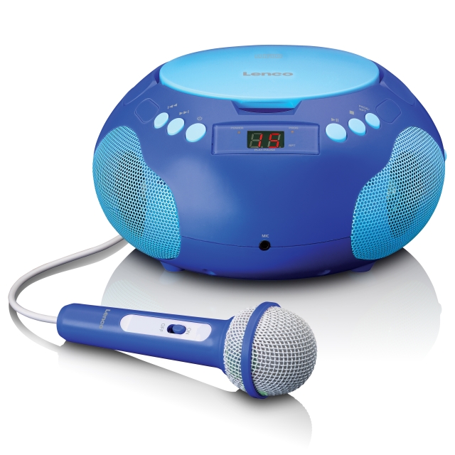 Lenco Bärbar radio/CD-spelare med mikrofon Blå
