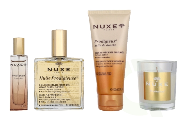 Nuxe Huile Prodigieuse Set 275 ml Parfum Spray 15ml/Candle 60gr/Oil 100ml/ Shower Gel 100ml