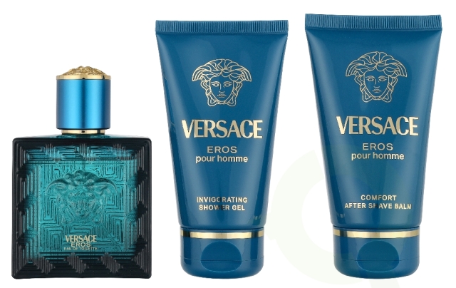 Versace Eros Pour Homme Giftset 150 ml Edt Spray 50ml/Bath & Shower Gel 50ml/Aftershave Balm 50ml