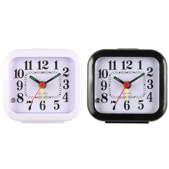 4Living Väckarklocka 8x3x7,5cm 1XAA 1,5V  Svart/Vit  5+5 Pack