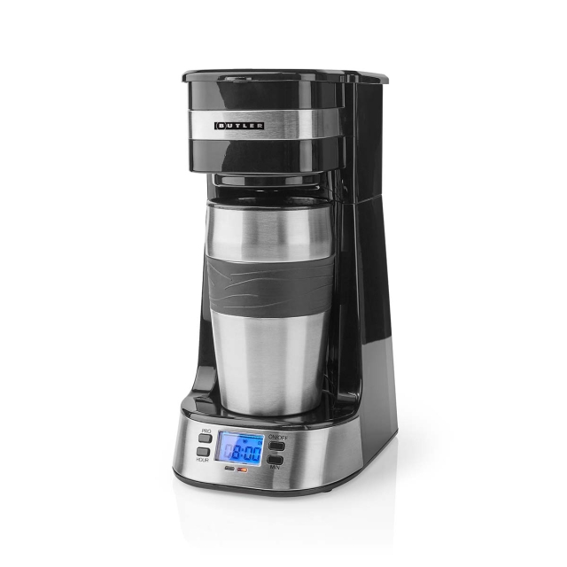 Butler Kaffetrakter med én porsjon | 0,4 l | 750 W | Timerfunksjon | Isolert reisekrus | Automatisk avstengning | LCD-display | Svart