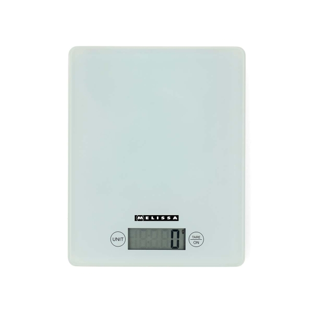 MELISSA Digital kjøkkenvekt | Herdet glass | LCD-skjerm | Maks. 5 kg | Tarafunksjon | 1 grams trinn | Gram / Unse / Pund / Milliliter