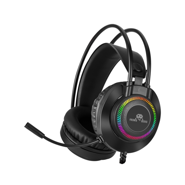 Freaks and Geeks Dobbelt headset med bakgrunnsbelyst mikrofon – PC/PS4/PS5/Xbox One