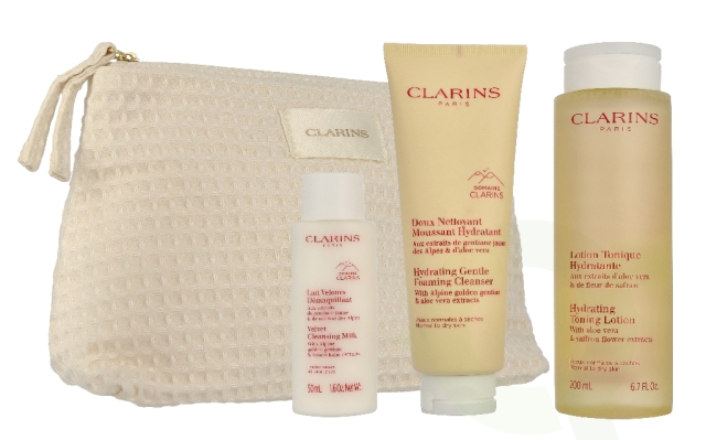 Clarins Age-Defying & Firming Essentials Set 375 ml Pouch/Cleanser 125ml/Lotion 200ml/Milk 50ml