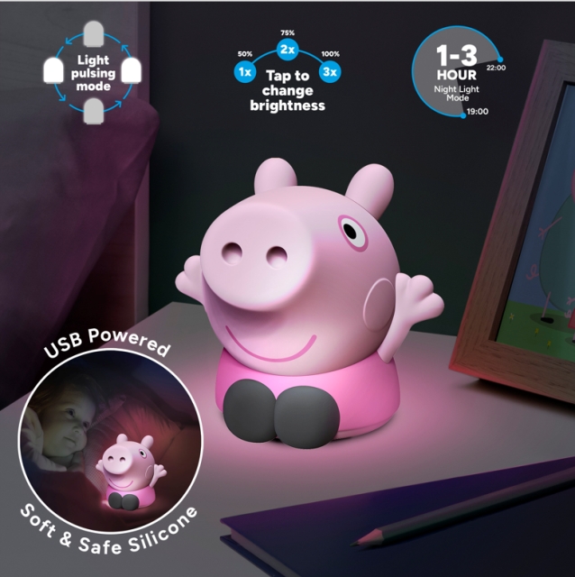 Paladone Peppa Pig silikonlampe, oppladbar