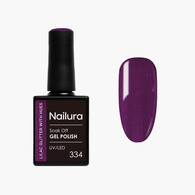 Nailura Gelpolish 334 – Lilla glitter med nyanser – 10 ml