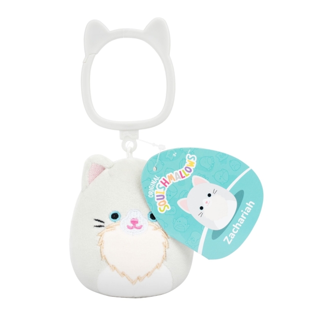Squishmallows 9 cm P26 med festeklips – Zachariah Cat