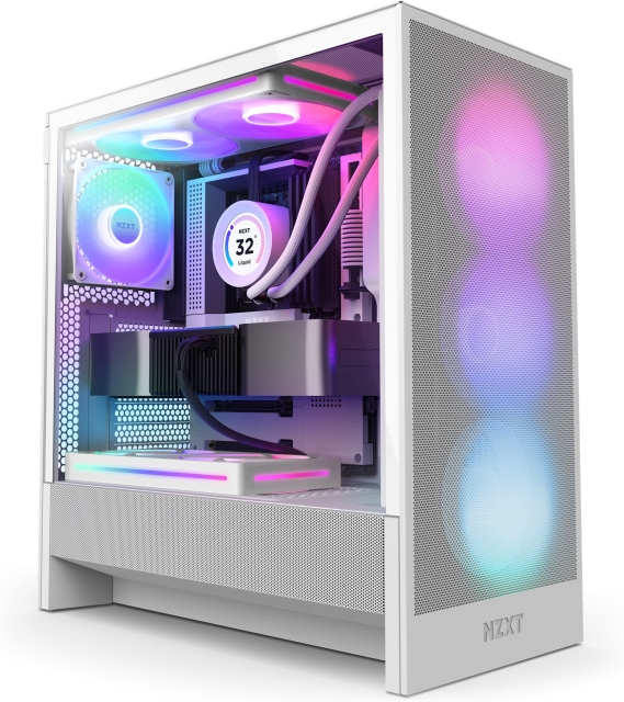 NZXT H5 Flow RGB (2024) ATX-kabinett med vindu, hvit 