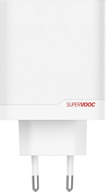 OnePlus SUPERVOOC 120 W strømadapter med to porter, hvit.