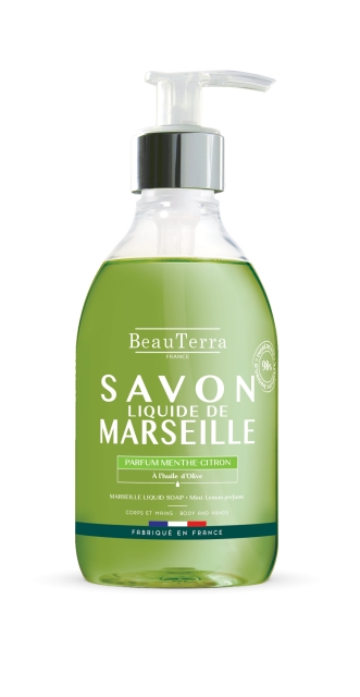 BeauTerra Marseille flytende såpe – mynte og sitron – 300 ml