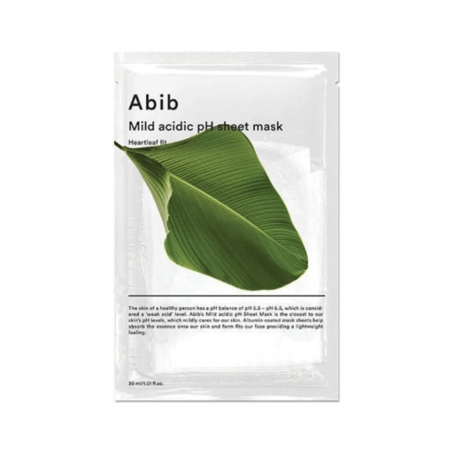Abib Mild syreholdig pH-ansiktsmaske Heartleaf Fit – 27 ml