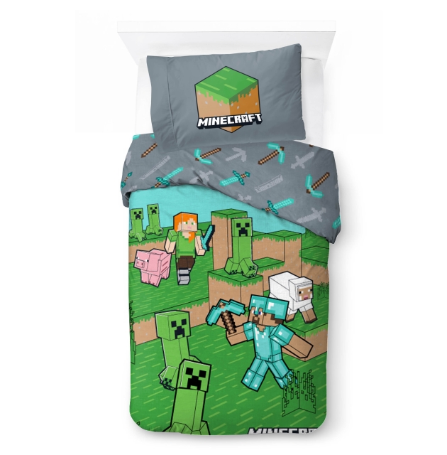 BrandMac Sengetøy – voksenstørrelse 140 x 200 cm – Minecraft-dyr og mobber (1029637)