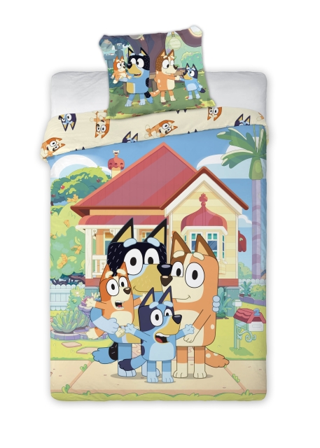BrandMac Sengetøy – Juniorstørrelse 100 x 140 cm – Bluey-familien (1029599)