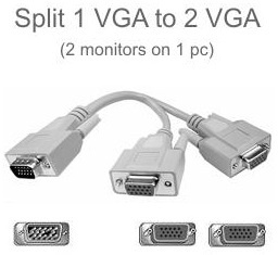 VGA splitter, 1 VGA hann til 2 VGA hunn i gruppen Datautstyr / Kabler og adaptere / VGA / Kabler hos TP E-commerce Nordic AB (38-1009)