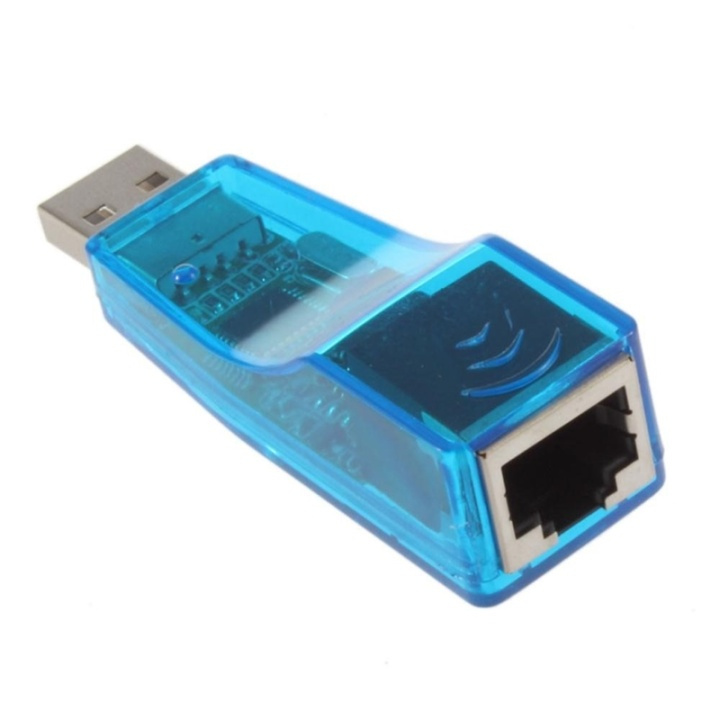 USB nätverksadapter, 10Mbps, transparent, blå i gruppen Datautstyr / Nettverk / Nettverkskort / USB hos TP E-commerce Nordic AB (38-1020)