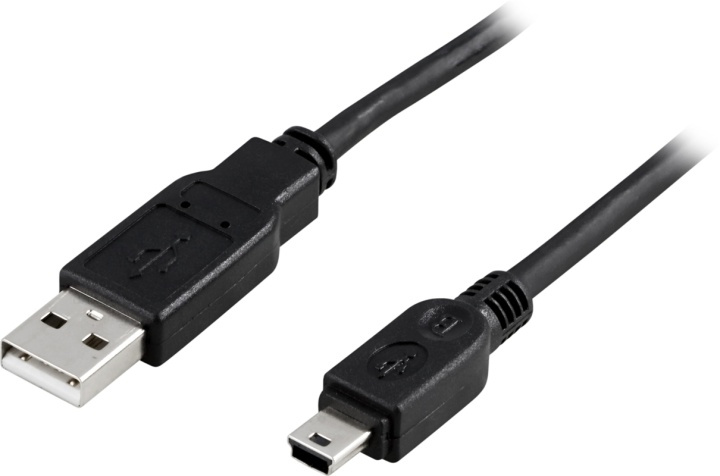 DELTACO USB 2.0 kabel Type A output-Type mini B output,1m,svart i gruppen Datautstyr / Kabler og adaptere / USB / Mini-USB / Kabler hos TP E-commerce Nordic AB (38-1186)