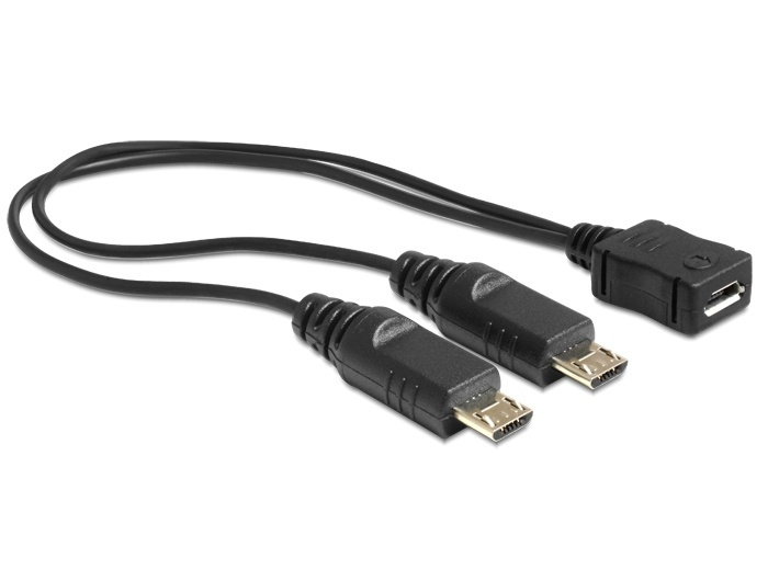 DeLock USB-splitterkabel, 1xMicro B hu til 2xMicro B ha, 20cm, svart i gruppen Datautstyr / Kabler og adaptere / USB / USB-A / Adaptere hos TP E-commerce Nordic AB (38-11878)