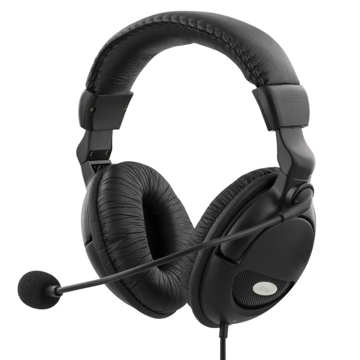 DELTACO headset med mikrofon og volumkontroll,2m kabel,svart i gruppen Datautstyr / Datamaskin Tilbehør / Headset hos TP E-commerce Nordic AB (38-1235)