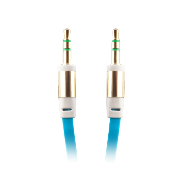 Flat og flokefri AUX-kabel, 3,5 mm, hann-hann, 1 m, blå i gruppen Elektronikk / Kabler og adaptere / Lyd analog / 3,5 mm hos TP E-commerce Nordic AB (38-13478)