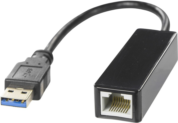 DELTACO USB 3.0 nettverksadapter, gigabit, 1xRJ45, svart i gruppen Datautstyr / Nettverk / Nettverkskort / USB hos TP E-commerce Nordic AB (38-14390)