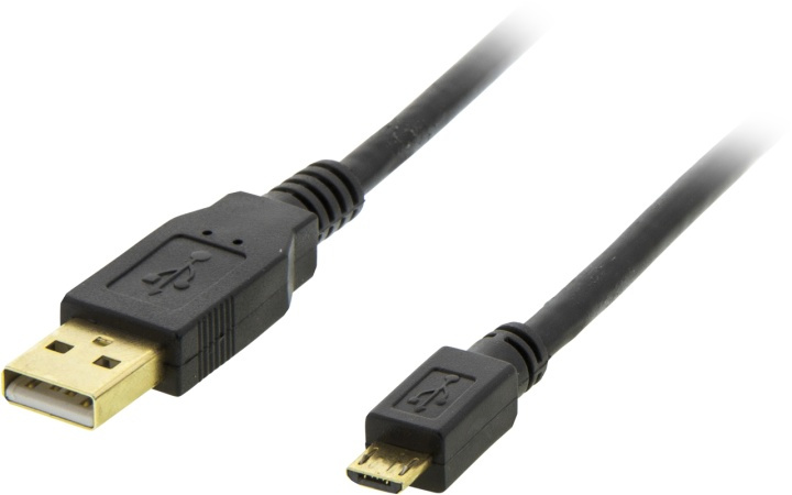 DELTACO USB 2.0 kabel Typ A ha - Typ Micro B ha, 5-pin, 1m, svart i gruppen SMARTTELEFON & NETTBRETT / Ladere og Kabler / Kabler / Kabler microUSB hos TP E-commerce Nordic AB (38-15358)