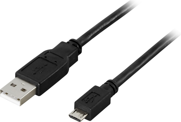 DELTACO USB 2.0 typ A till Micro-B USB, 5-pin, 2m, svart i gruppen SMARTTELEFON & NETTBRETT / Ladere og Kabler / Kabler / Kabler microUSB hos TP E-commerce Nordic AB (38-1571)