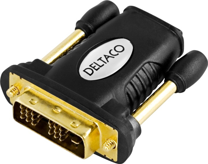 DELTACO HDMI-adapter, HDMI 19-pin hona till DVI-D hane, guldpläterad i gruppen Elektronikk / Kabler og adaptere / HDMI / Adaptere hos TP E-commerce Nordic AB (38-1578)