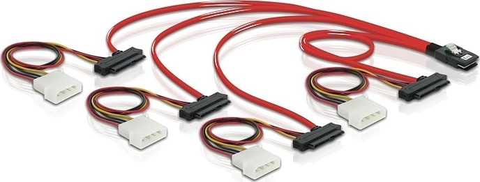 DeLOCK multilane SAS-kabel SFF8087 - 4xSFF8482+Molex 4-pin ström 0,5m i gruppen Datautstyr / Kabler og adaptere / Intern / Strømkabler og adaptere hos TP E-commerce Nordic AB (38-16171)