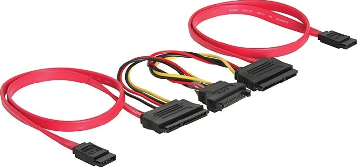 DeLOCK SATA-kabel för 2xSATA-hårddiskar + SATA-ström, 50 cm i gruppen Datautstyr / Kabler og adaptere / Intern / Strømkabler og adaptere hos TP E-commerce Nordic AB (38-16185)
