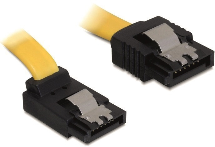 DeLOCK SATA-kabel, 6Gb/s, låsclip, vinklad(uppåt)-rak, 0,5m, gul i gruppen Datautstyr / Kabler og adaptere / Intern / SATA hos TP E-commerce Nordic AB (38-16188)