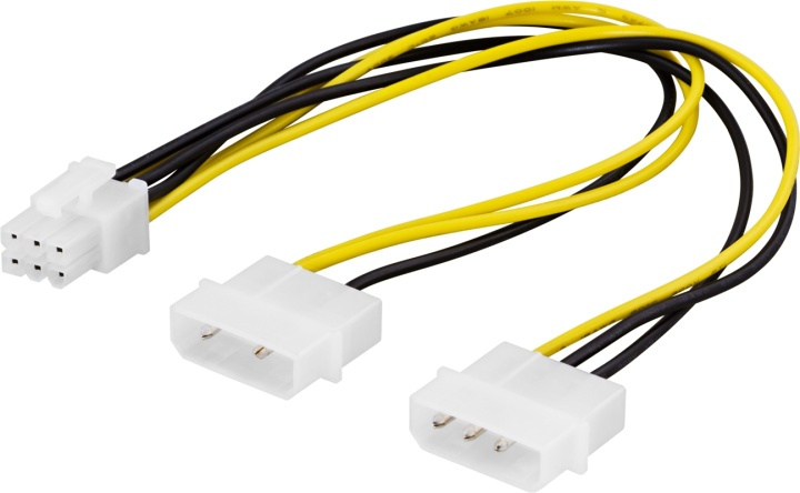 DELTACO adapterkabel 2x4-pin til 6-pin PCI-Express, 25cm i gruppen Datautstyr / Kabler og adaptere / Intern / Strømkabler og adaptere hos TP E-commerce Nordic AB (38-16255)