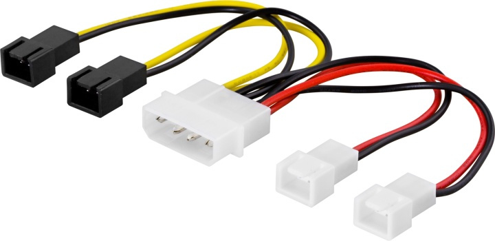 DELTACO adapterkabel for vifter, fra 4-pin til 4x3-pin i gruppen Datautstyr / Kabler og adaptere / Intern / Strømkabler og adaptere hos TP E-commerce Nordic AB (38-16260)