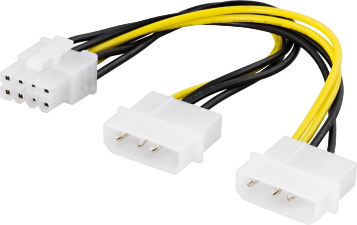 DELTACO adapterkabel, 2xMolex 4-pinners til 8-pinners PCI-Express, 30 cm (SSI-62) i gruppen Datautstyr / Kabler og adaptere / Intern / Strømkabler og adaptere hos TP E-commerce Nordic AB (38-16261)