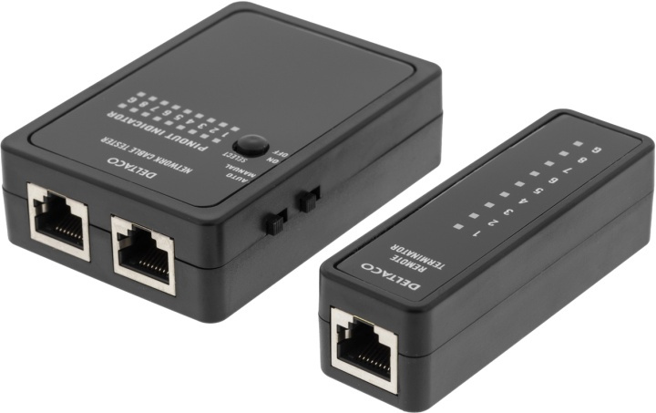 DELTACO kabeltester för RJ45/RJ12 & BNC, 2 delad, svart i gruppen Datautstyr / Kabler og adaptere / Intern / Strømkabler og adaptere hos TP E-commerce Nordic AB (38-16278)