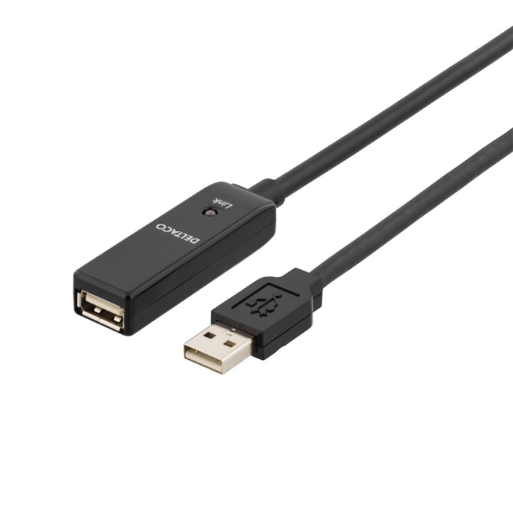 DELTACO USB forlengningskabel, aktiv,USB 2.0,10m i gruppen Datautstyr / Kabler og adaptere / USB / USB-A / Kabler hos TP E-commerce Nordic AB (38-1629)